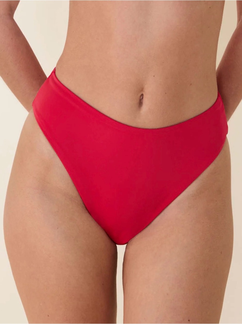 Andie Swim The 90s High Waisted Bikini Bottom Red Size Large NWT